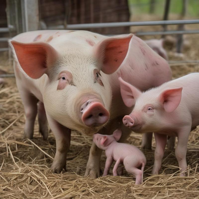 Lợn nái cho con bú sữa mẹ