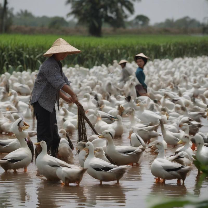 Nông dân chăn nuôi vịt miền Nam ngày 28/4/2025