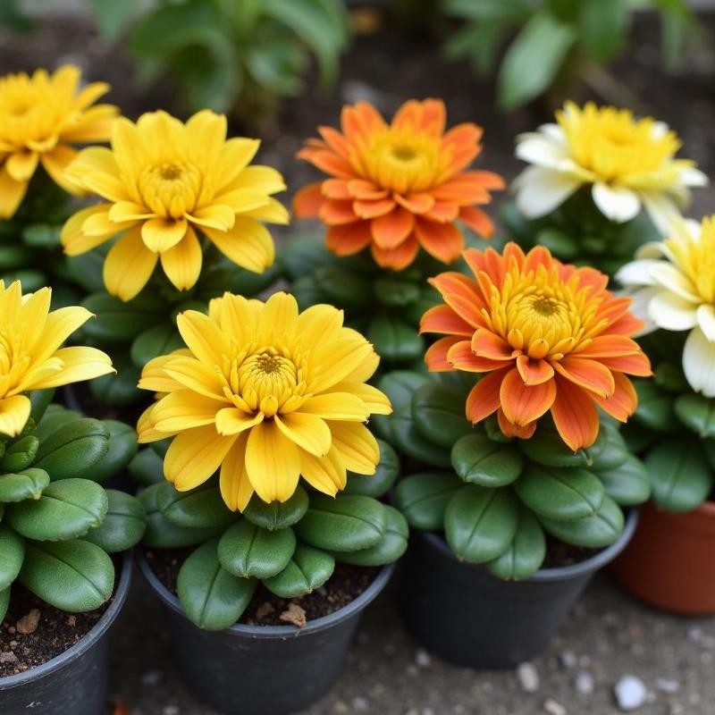 Tổng hợp các chậu cây trường sinh nhiều màu hoa khác nhau, tạo vườn mini rực rỡ