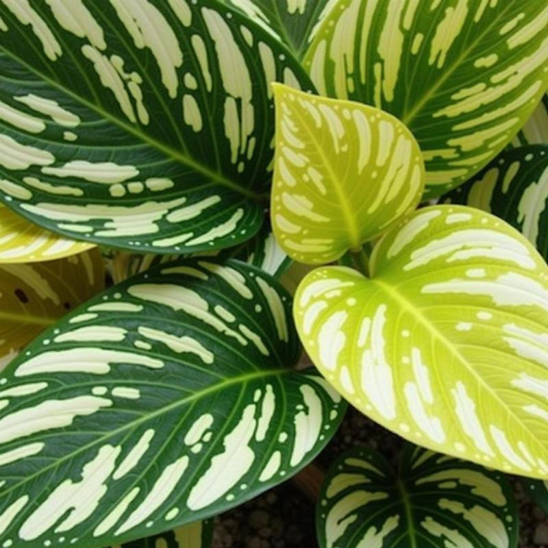 Anh chup can canh cac loai la cay trau ba pho bien nhu vang cam thach neon dep mat