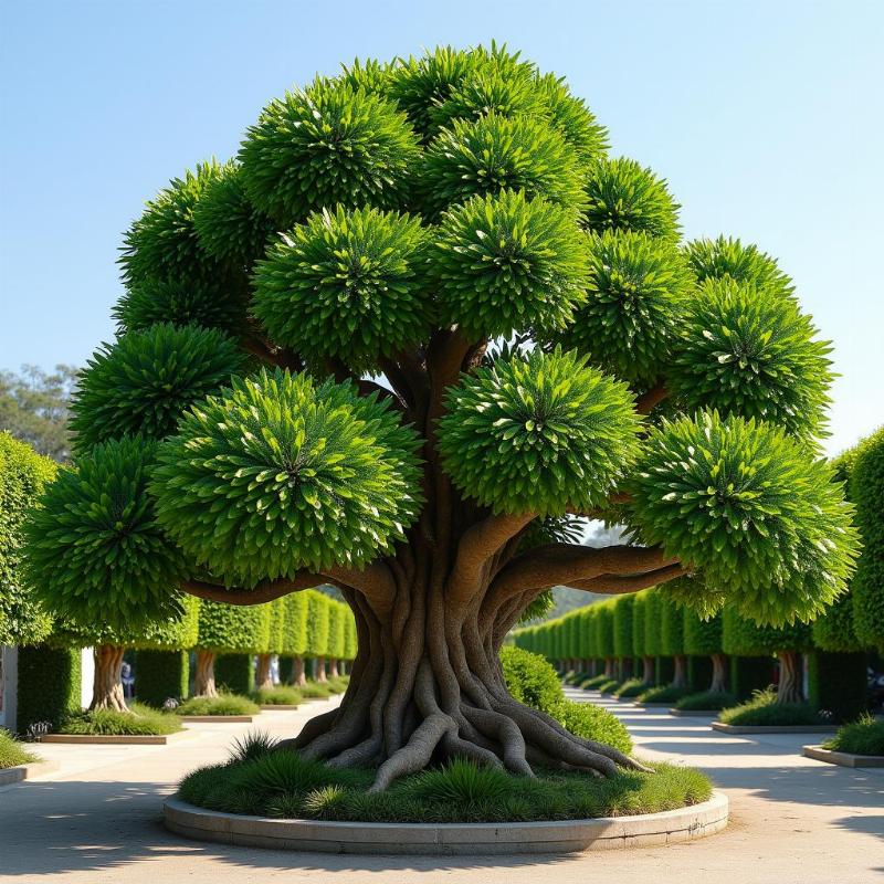 Hình ảnh cây duối cổ thụ đẹp với tán lá xanh tốt, thể hiện ý nghĩa phong thủy tốt lành.