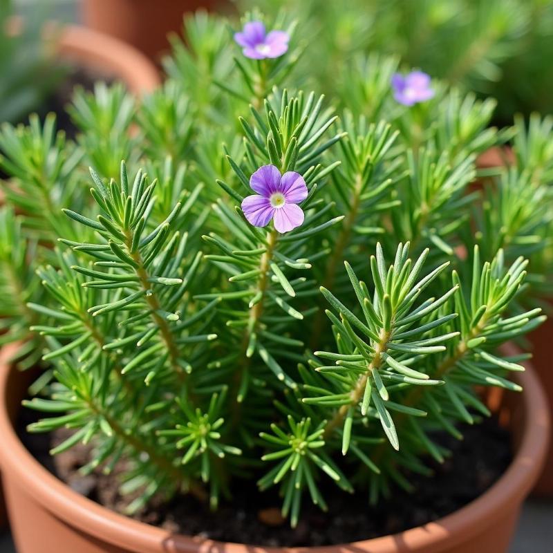 Hinh anh cay huong thao xanh tuoi, la kim thom, tot cho phong thuy va suc khoe.