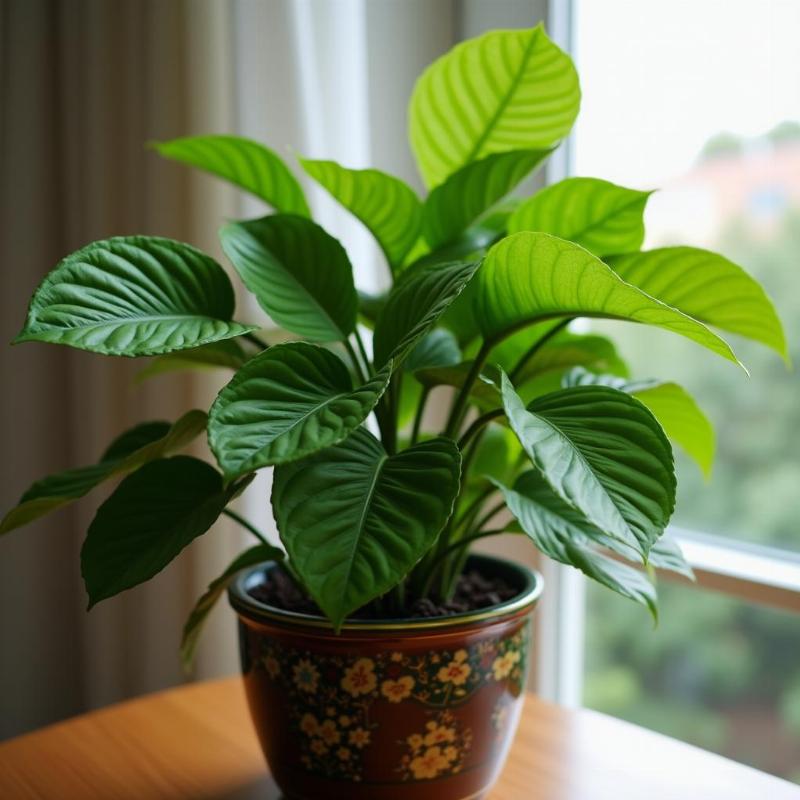 Hình ảnh cây sang xanh tốt biểu trưng cho phong thủy tài lộc, sự sung túc và thịnh vượng cho gia chủ.