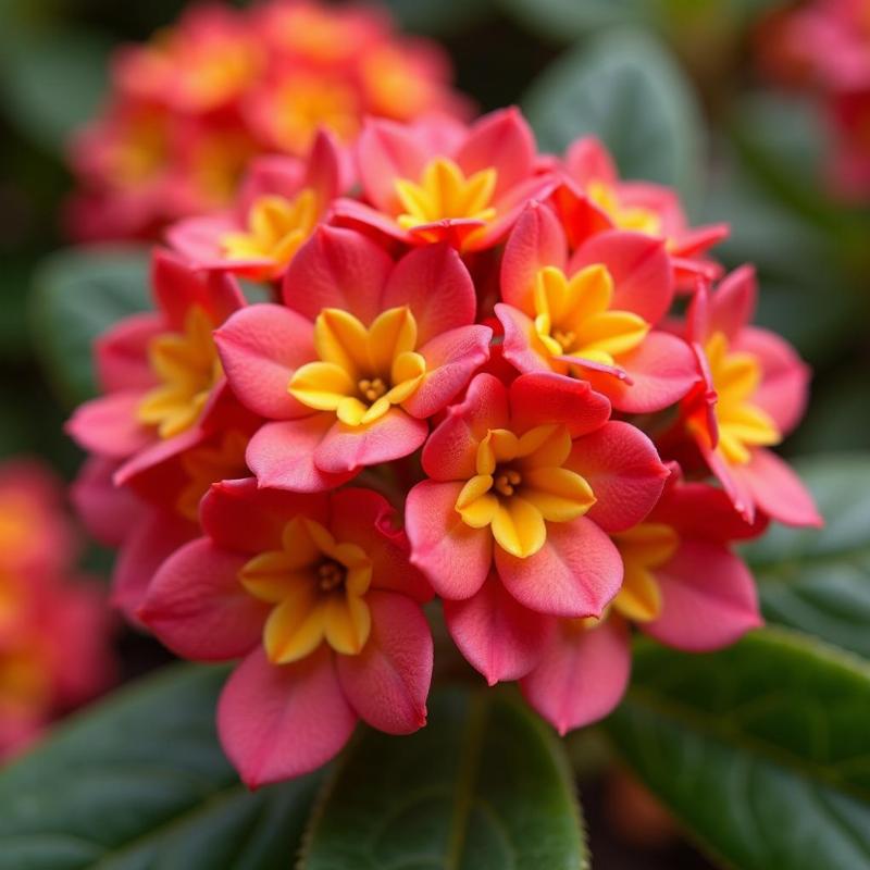 Hình ảnh cây sống đời ra hoa đẹp mắt, rực rỡ sắc màu, mang ý nghĩa tốt lành.