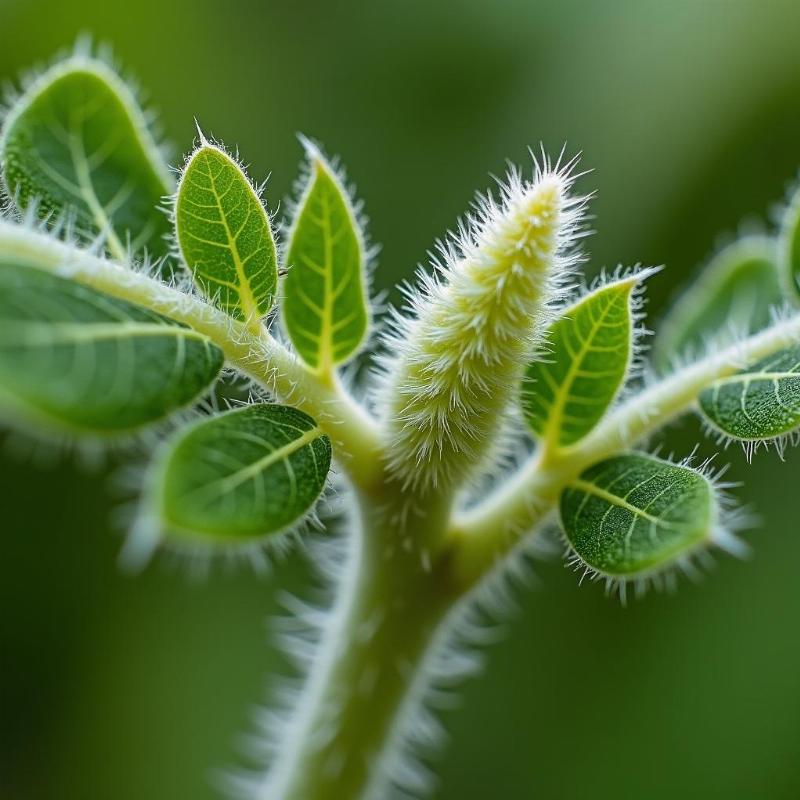 Lá và thân cây từ bi Blumea balsamifera đặc trưng, có lông mềm và mùi thơm