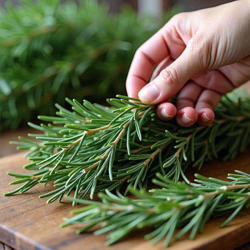 Cach thu hoach va su dung la cay huong thao tuoi hoac say kho lam gia vi.