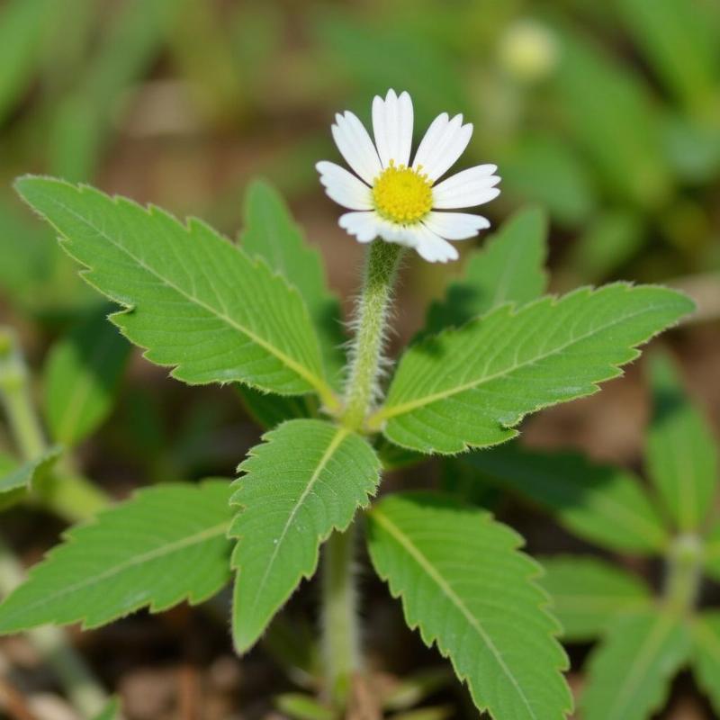 Hình ảnh cây cỏ mực (cỏ nhọ nồi) giúp nhận biết đặc điểm lá, hoa, thân cây dễ dàng ngoài tự nhiên.