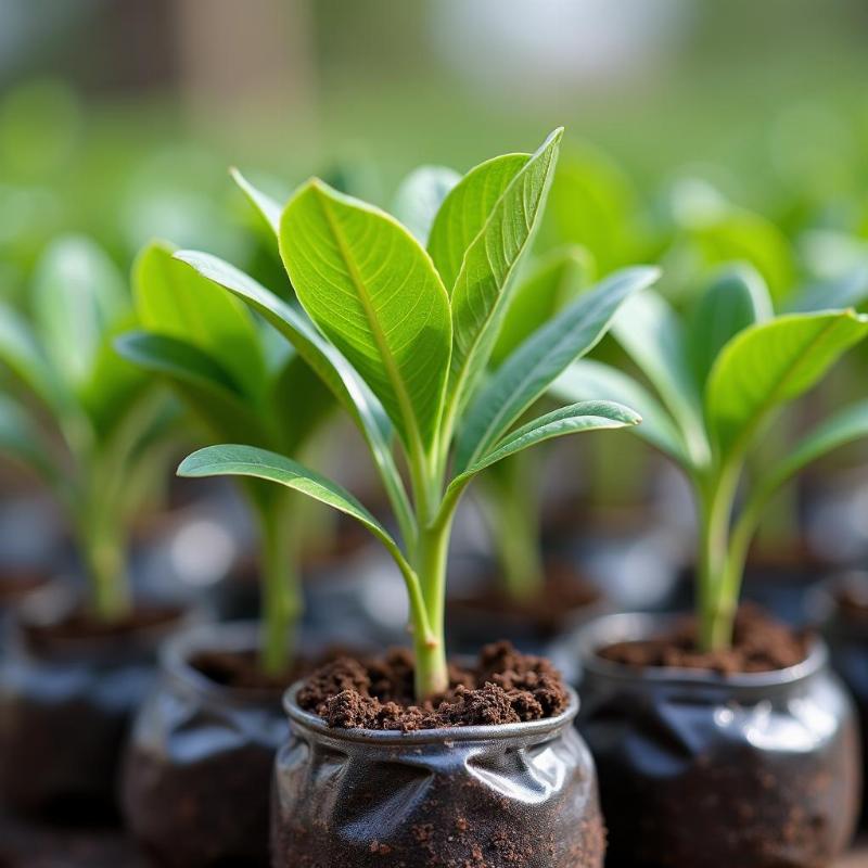 Hình ảnh cây keo giống khỏe mạnh, chuẩn bị cho kỹ thuật trồng rừng hiệu quả