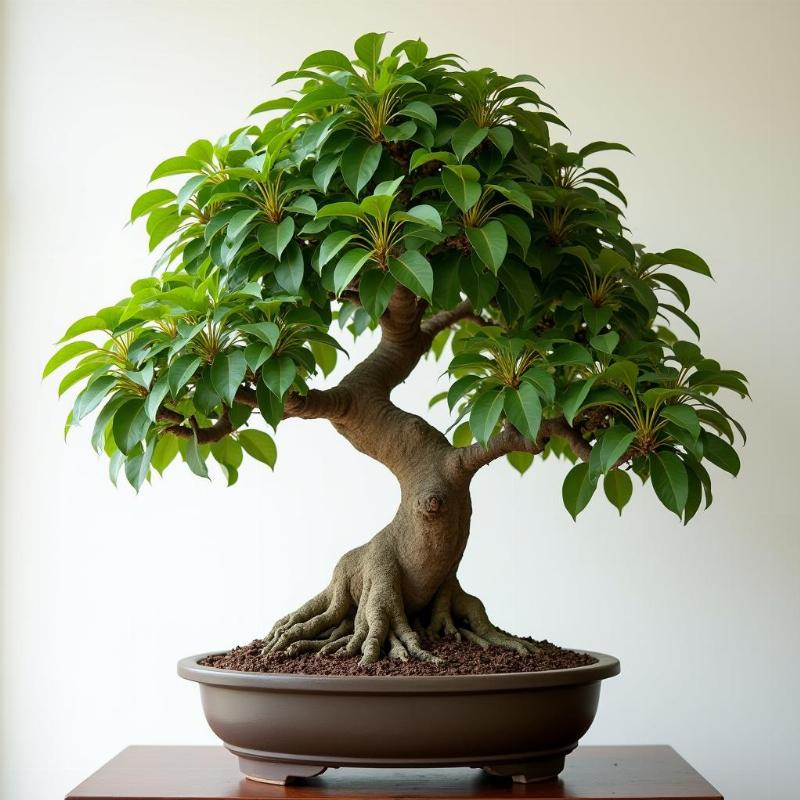 Ảnh cây si bonsai được cắt tỉa và tạo dáng nghệ thuật công phu, thể hiện giá trị thẩm mỹ và kỹ thuật chăm sóc đặc thù của cây si