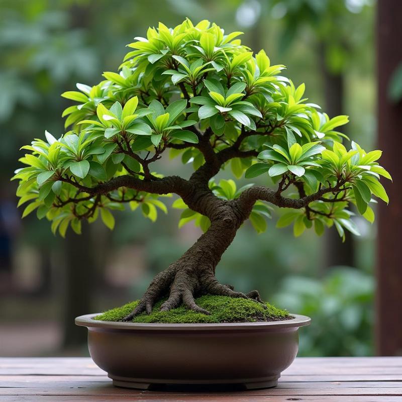 Cay sung canh bonsai dep dang the trong chau lam canh